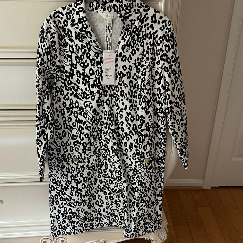 Lilly Pulitzer Black and White Animal Print Rosie dress NWT M